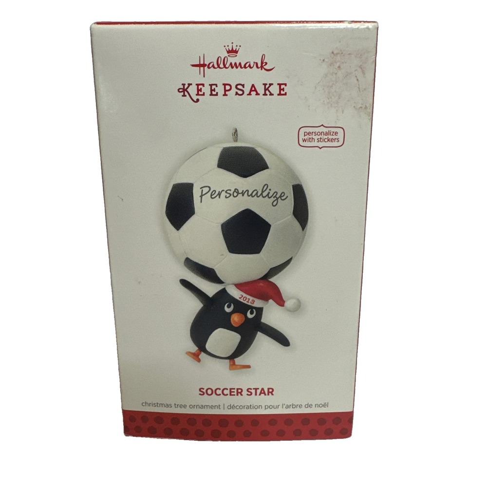 2013 Hallmark Keepsake Soccer Star Penguin with Soccer Ball Ornament